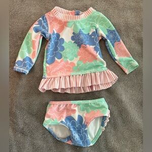 Ruffle Butts Baby Girls 2 Piece Swimsuit/Rashguard